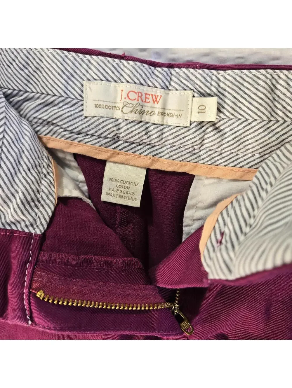 J.Crew Broken-In Chino Shorts Magenta Pink Cotton Summer Preppy Chic Size 10